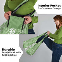 Hawaiian Lei Day Grocery Bag Green Hibiscus Flowers Lei Art