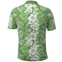 Hawaiian Lei Day Polo Shirt Green Hibiscus Flowers Lei Art