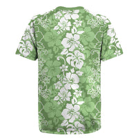 Hawaiian Lei Day Rugby Jersey Green Hibiscus Flowers Lei Art