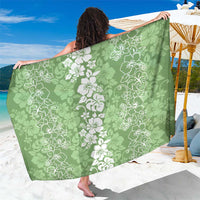Hawaiian Lei Day Sarong Green Hibiscus Flowers Lei Art