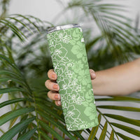 Hawaiian Lei Day Skinny Tumbler Green Hibiscus Flowers Lei Art