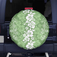 Hawaiian Lei Day Spare Tire Cover Green Hibiscus Flowers Lei Art