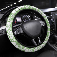 Hawaiian Lei Day Steering Wheel Cover Green Hibiscus Flowers Lei Art