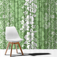 Hawaiian Lei Day Window Curtain Green Hibiscus Flowers Lei Art