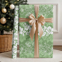 Hawaiian Lei Day Wrapping Paper Green Hibiscus Flowers Lei Art - Polynesian Pride