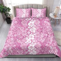 Hawaiian Lei Day Bedding Set Pink Hibiscus Flowers Lei Art