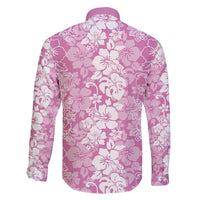 Hawaiian Lei Day Family Matching Long Sleeve Bodycon Dress and Hawaiian Shirt Pink Hibiscus Flowers Lei Art