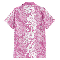 Hawaiian Lei Day Family Matching Tank Maxi Dress and Hawaiian Shirt Pink Hibiscus Flowers Lei Art