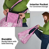 Hawaiian Lei Day Grocery Bag Pink Hibiscus Flowers Lei Art