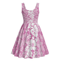 Hawaiian Lei Day Midi Dress Pink Hibiscus Flowers Lei Art - Polynesian Pride