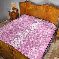 Hawaiian Lei Day Quilt Pink Hibiscus Flowers Lei Art