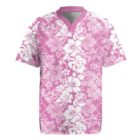 Hawaiian Lei Day Rugby Jersey Pink Hibiscus Flowers Lei Art