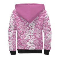 Hawaiian Lei Day Sherpa Hoodie Pink Hibiscus Flowers Lei Art