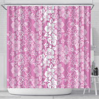 Hawaiian Lei Day Shower Curtain Pink Hibiscus Flowers Lei Art