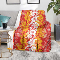 Hawaiian Lei Day Blanket Red Hibiscus Flowers Lei Art