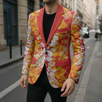 Hawaiian Lei Day Blazer Red Hibiscus Flowers Lei Art - Polynesian Pride