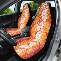 Hawaiian Lei Day Car Seat Cover Red Hibiscus Flowers Lei Art