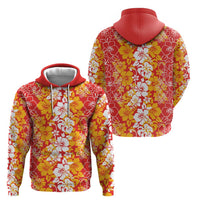 Hawaiian Lei Day Hoodie Red Hibiscus Flowers Lei Art