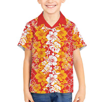 Hawaiian Lei Day Kid Hawaiian Shirt Red Hibiscus Flowers Lei Art