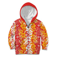Hawaiian Lei Day Kid Hoodie Red Hibiscus Flowers Lei Art