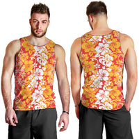 Hawaiian Lei Day Men Tank Top Red Hibiscus Flowers Lei Art