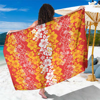 Hawaiian Lei Day Sarong Red Hibiscus Flowers Lei Art