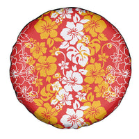 Hawaiian Lei Day Spare Tire Cover Red Hibiscus Flowers Lei Art