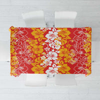 Hawaiian Lei Day Tablecloth Red Hibiscus Flowers Lei Art