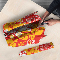 Hawaiian Lei Day Umbrella Red Hibiscus Flowers Lei Art - Polynesian Pride