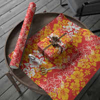 Hawaiian Lei Day Wrapping Paper Red Hibiscus Flowers Lei Art - Polynesian Pride