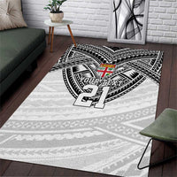 Flying Fijians Pacific Fiji Rugby Custom Area Rug Polynesian Pattern LT9 White - Polynesian Pride