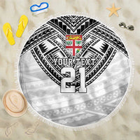 Flying Fijians Pacific Fiji Rugby Custom Beach Blanket Polynesian Pattern