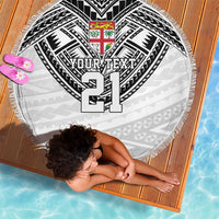Flying Fijians Pacific Fiji Rugby Custom Beach Blanket Polynesian Pattern