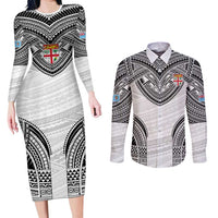 Flying Fijians Pacific Fiji Rugby Custom Couples Matching Long Sleeve Bodycon Dress and Long Sleeve Button Shirt Polynesian Pattern