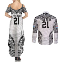 Flying Fijians Pacific Fiji Rugby Custom Couples Matching Summer Maxi Dress and Long Sleeve Button Shirt Polynesian Pattern