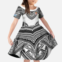 Flying Fijians Pacific Fiji Rugby Custom Family Matching Off The Shoulder Long Sleeve Dress and Hawaiian Shirt Polynesian Pattern