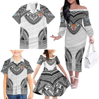 Flying Fijians Pacific Fiji Rugby Custom Family Matching Off The Shoulder Long Sleeve Dress and Hawaiian Shirt Polynesian Pattern