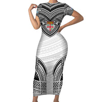 Flying Fijians Pacific Fiji Rugby Custom Family Matching Short Sleeve Bodycon Dress and Hawaiian Shirt Polynesian Pattern