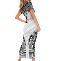 Flying Fijians Pacific Fiji Rugby Custom Family Matching Short Sleeve Bodycon Dress and Hawaiian Shirt Polynesian Pattern