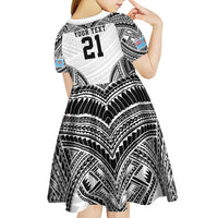 Flying Fijians Pacific Fiji Rugby Custom Kid Short Sleeve Dress Polynesian Pattern