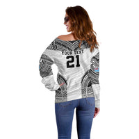 Flying Fijians Pacific Fiji Rugby Custom Off Shoulder Sweater Polynesian Pattern
