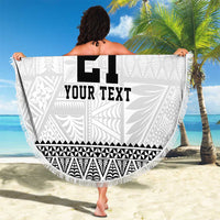 Ikale Tahi Pacific Tonga Rugby Custom Beach Blanket Tongan Ngatu with Flag Pattern