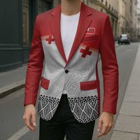 Ikale Tahi Pacific Tonga Rugby Custom Blazer Tongan Ngatu with Flag Pattern - Polynesian Pride