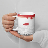 Ikale Tahi Pacific Tonga Rugby Custom Ceramic Mug Tongan Ngatu with Flag Pattern - Polynesian Pride
