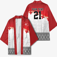Ikale Tahi Pacific Tonga Rugby Custom Kimono Tongan Ngatu with Flag Pattern - Polynesian Pride
