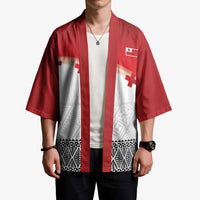 Ikale Tahi Pacific Tonga Rugby Custom Kimono Tongan Ngatu with Flag Pattern - Polynesian Pride