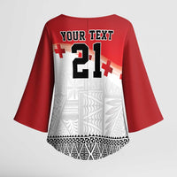 Ikale Tahi Pacific Tonga Rugby Custom Kimono Sleeve Blouse Tongan Ngatu with Flag Pattern - Polynesian Pride