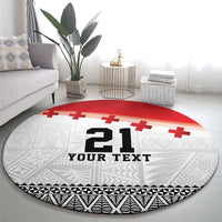 Ikale Tahi Pacific Tonga Rugby Custom Round Carpet Tongan Ngatu with Flag Pattern