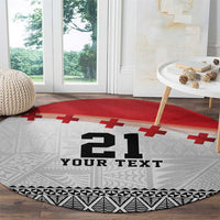 Ikale Tahi Pacific Tonga Rugby Custom Round Carpet Tongan Ngatu with Flag Pattern