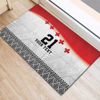 Ikale Tahi Pacific Tonga Rugby Custom Rubber Doormat Tongan Ngatu with Flag Pattern LT9 - Polynesian Pride